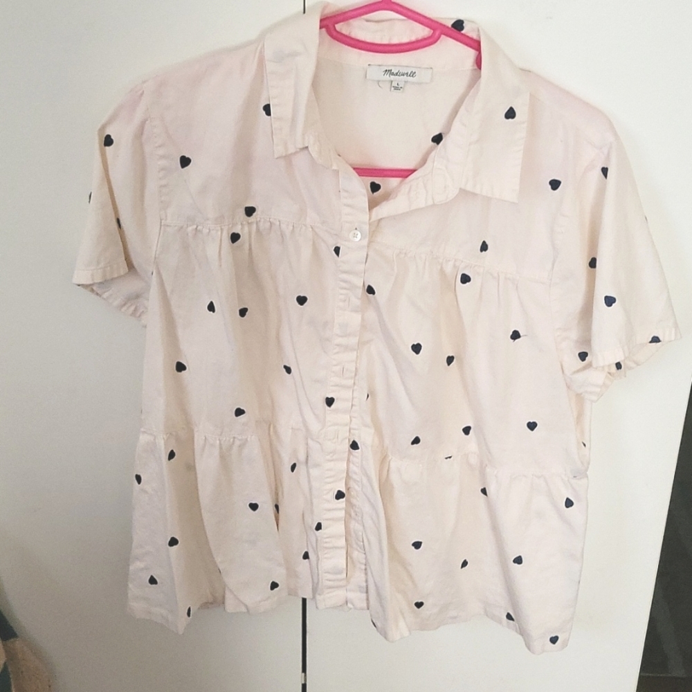 Madewell blouse with hearts